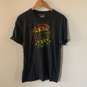 Vans Black Short-Sleeve Tee with Red-Yellow-Green Circular Logo